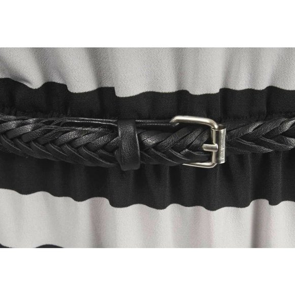 🍍FEVER Gray & Black Striped Belted Maxi Dress - Picture 5 of 6